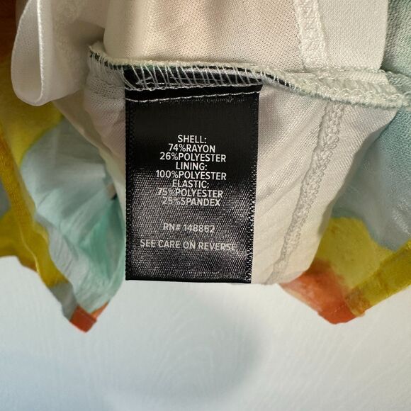 Torrid Peplum Crinkle Gauze Smocked Tank Top Geometric Multi-Color tank Size 4X - Picture 5 of 7